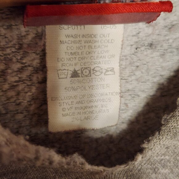 🟣 Minnesota Vikings Distressed Raw V-Neck Hoodie Sweatshirt Grey 2XL 🏈 - Picture 2 of 8